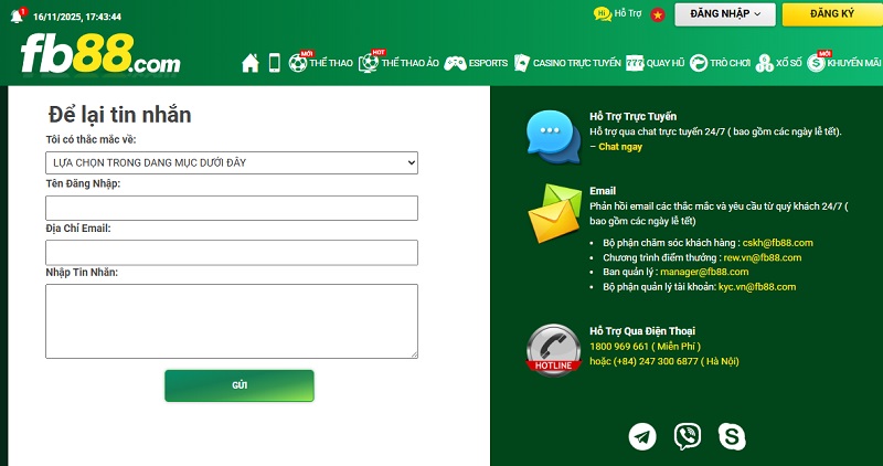 Liên hệ Fb88 giải đáp mọi vấn đề gặp phải liên hệ Fb88